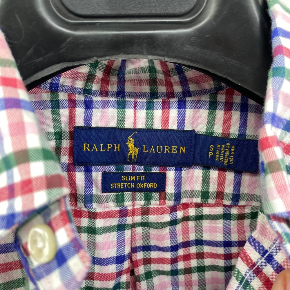 Polo Ralph Lauren Slim Fit Stretch Oxford Shirt Mens Small Plaid Multi-Color - Picture 4 of 8